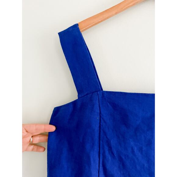 Madewell | NWT Curved-Neck Shell Tank in 100% Linen Bright Sapphire Blue | Sz 10 - Picture 4 of 10